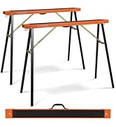 Goplus Saw Horses 2 Pack , Portable Heavy-Duty Galvanized Metal Power Tool Stand w/ Non-slip Top ...