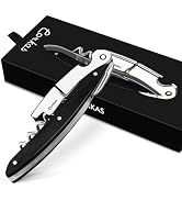 Wine Key - CORKAS Prestige Waiter Corkscrew with Ebony Handle, Handcrafted Wine Opener Manual wit...