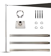 Amgo 12ft Stainless Steel Sun Shade Sail Pole & Mounting, Height Adjustable Heavy Duty Post Kit w...