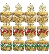 ZOOFOX 12 Pack Gold Party Favor Gift Boxes, Plastic Clear Candy Boxes with Lid, Decorative Emboss...