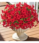 Roberly 12 Pcs Artificial Geranium Flowers for Outdoors, Silk Fake Flowers with Eucalyptus UV Res...