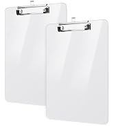 Macroclo 2 Pack Plastic Clipboards, Acrylic Clear Clip Board 8.5x11 for Classroom, Students, Lett...