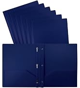 Better Office Products Blue Plastic 2 Pocket Folders with Prongs, Heavyweight, Letter Size Poly F...