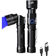 365nm Black Light, UV Flashlight Rechargeable, 105° Adjustable Head & Zoomable, Magnetic Tail, Po...