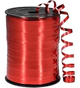 OMISELIO Red Ribbon - 500 Yard Metallic Shiny Curling Ribbon for Gift Wrapping, Balloons, Valenti...