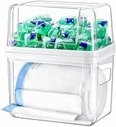 iCASA Trash Bag Dispenser and Dishwasher Pod Organizer, 3 in 1 Dish Pod and Trash Bag Holder Larg...
