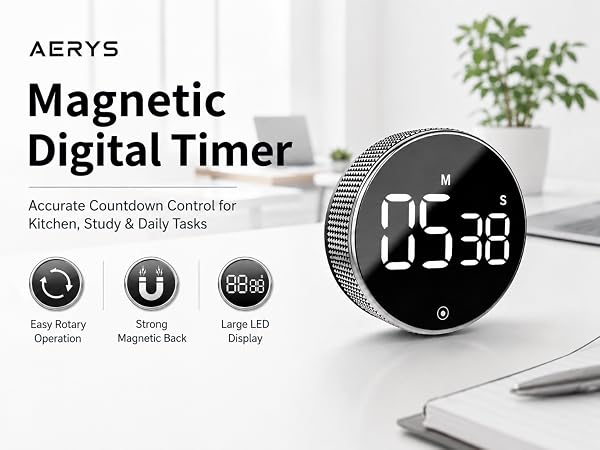 digital kitchen timer, countdown timer, magnetic kitchen timer, digital countdown clock, SPN-RECPP