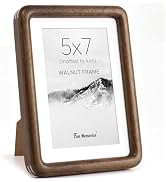 Fun Memories 5x7 Picture Frame, Solid Walnut Wood Frame with Real Glass, 5 by 7 Rounded Corner Fr...