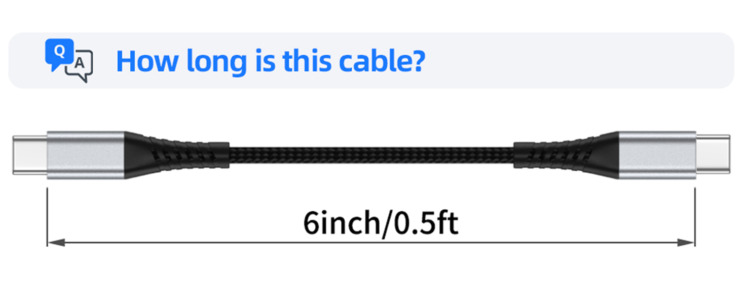 short usb c to usb c cable 0.5ft