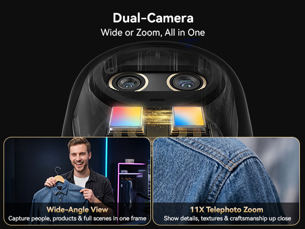 EMEET Piko Dual-Camera 4K Webcam for Streaming combines a wide-angle camera and telephoto camera