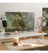 ROCDEER Bamboo Dual Monitor Stand Riser White, 2-Tier Desk Monitor Riser for 2 Monitors, Supports...