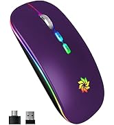 KBCASE LED Wireless Mouse Slim Silent Mouse 2.4G Rechargeable Wireless Computer Mouse Wireless Mo...