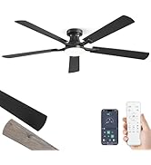 ZMISHIBO 60 Inch Ceiling Fan with Light, App&Remote Control, Flush Mount Low Profile, Dimmable 20...