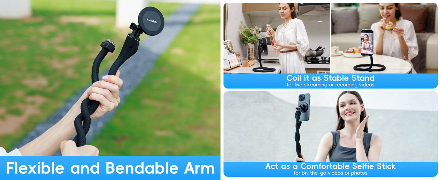 Magnetic Flexible Phone Mount Holder for iPhone 16 15 14 Pro Max & Action Camera