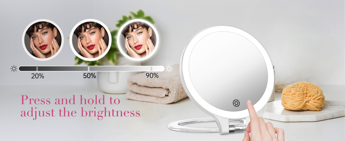 brightness adjustable.travel magnifying mirror,makeup mirror