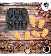 HAOHIZE Skull Head Baking Model, Skull Ice Cube Model Soft Silicone Halloween Skeleton Head Cake ...