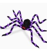 2 Pack Giant Spiders Halloween Decorations Outdoor Indoor 6.5Ft Extra Large Poseable Fuzzy Black ...