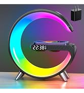 4 In 1 Smart LED Table Lamp, Alarm Clock, Wireless Charger, Night Light, Bluetooth Speaker with A...