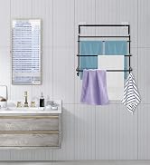 ZIROLAND Over The Door Towel Rack, 15.7 Inch Black - Back of Door Towel Rack, Door Hanging Towel ...