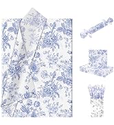 Larcenciel Floral Tissue Paper Bulk, Vintage Blue & White Flower Tissue Paper for Gift Bags, Wrap...