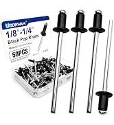 50PCS 1/8" x 1/4" Black Aluminum Blind Rivets for Metal & Wood | Steel mandrel construction, Blac...