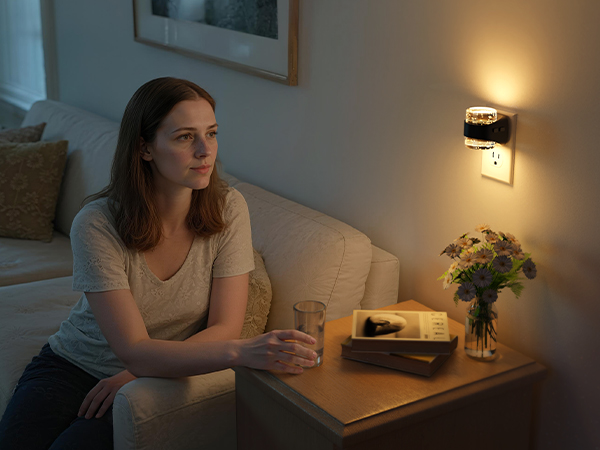 3000K warm white soft glow plug in night light