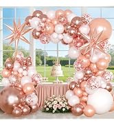 KARLURE Rose Gold Balloons Arch Kit Garland, Rose Gold Birthday Decorations for Girls Woman Baby ...