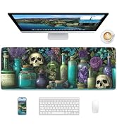 Velluxion Skull Mouse Pad, 31.5 x 11.8 Large Desk Mat with Stitched Edges & Non-Slip Base, Mousep...
