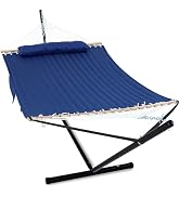 GAFETE 2 Person Hammock with Stand for Outside, Heavy Duty Steel Stand, Double 55inch Hammocks, L...