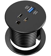 Desk Grommet Power Outlet, 2.5 inch Desktop Recessed Outlet with 20W Fast Charging USB-C Port, Fl...