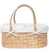 QINGTUHOME Handwoven Wicker Diaper Caddy Organizer, Multi - functional Baby Diaper Bag for Nurser...