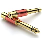 SOUNDFAM 2-Pack 1/4 Inch TS to RCA Mono Adapter, 6.35mm Male to RCA Female Audio Connector, 24K G...