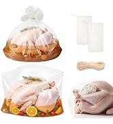 HUAKENER Turkey Brining Bags Kit, 19"×23" Double Zipper Seal Thickened Brine Bags, with Cotton Ro...