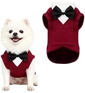 Haakong Dog Suit with Bow Tie Pet Tuxedo for Small Medium Dogs Cats Formal Clothes Puppy Outfits ...