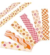 Whaline 82Ft Boho Bulletin Board Borders Retro Groovy Daisy Flower Checkered Scalloped Border Tri...