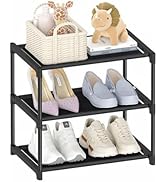 Autonomier 3 Tier Small Shoe Rack, Narrow Stackable Portable Shoe Storage Organizer Shelf For Clo...