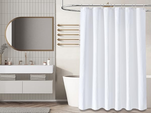white shower curtain