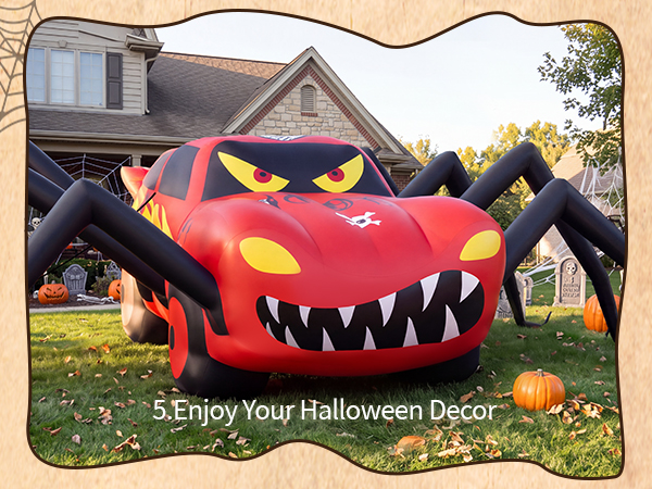 Super Giant Red 14.8FT Halloween Inflatables Spider Car Outdoor Decorations