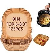 9 Inch Air Fryer Liners Disposable, 125 Pack Parchment Paper Sheets for Air Fryer Basket, Non-Sti...