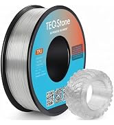 TEQStone TPU Filament 1.75mm Clear 1Kg Spool 95A Flexible Soft 3D Printer Filament, Consistent Di...