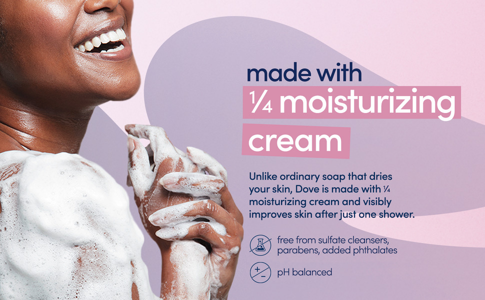 The title reads: made with 1/4 moisturizing cream.
