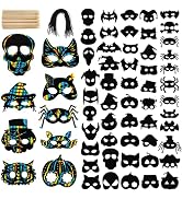 Nicunom 52 PCS Rainbow Scratch Mask, Scratch Paper Mask Art Craft Kit for Birthday Cosplay Decora...