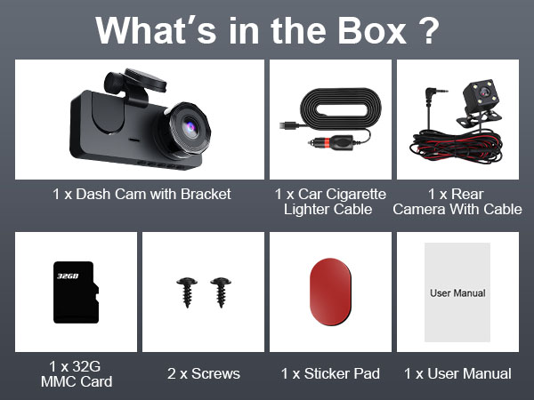 3 Channel Dash Cam Front and Rear