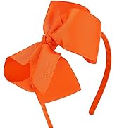 MEEDEE Orange Headband Girls with Big Bow Fashion Grosgrain Ribbon Headbands Hair Bows for Girls ...