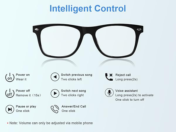 smart AI glasses for women & men, basic operation of blue light glasses with bluetooth