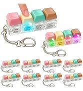 10PCS Light Up Keyboard Fidget Toy, 4-Key LED Keyboard Fidget Clicker Keychain with RGB Lights, P...