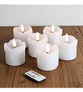 Girimax White Dripping Wax Flameless Votive Candles with Remote Batteries, 2x2 inch Flickering Sm...