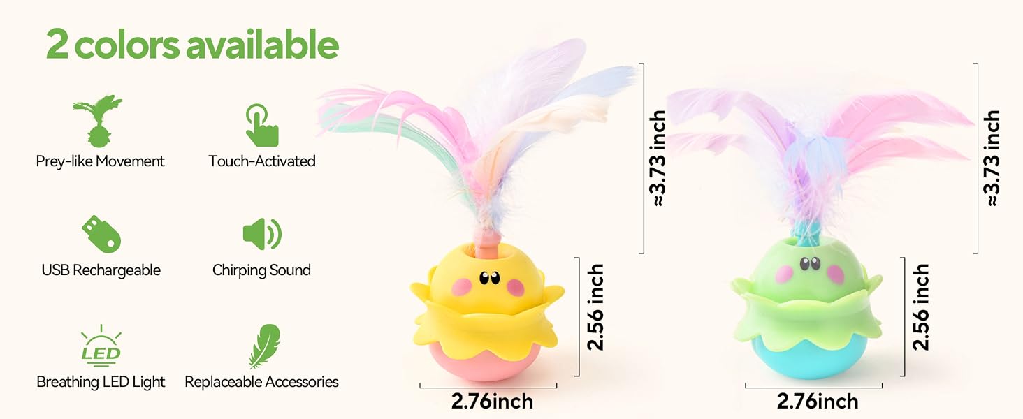Text reads '2 colors available'. Product color options shown with cartoon sun and cloud icons in yellow and green variations.