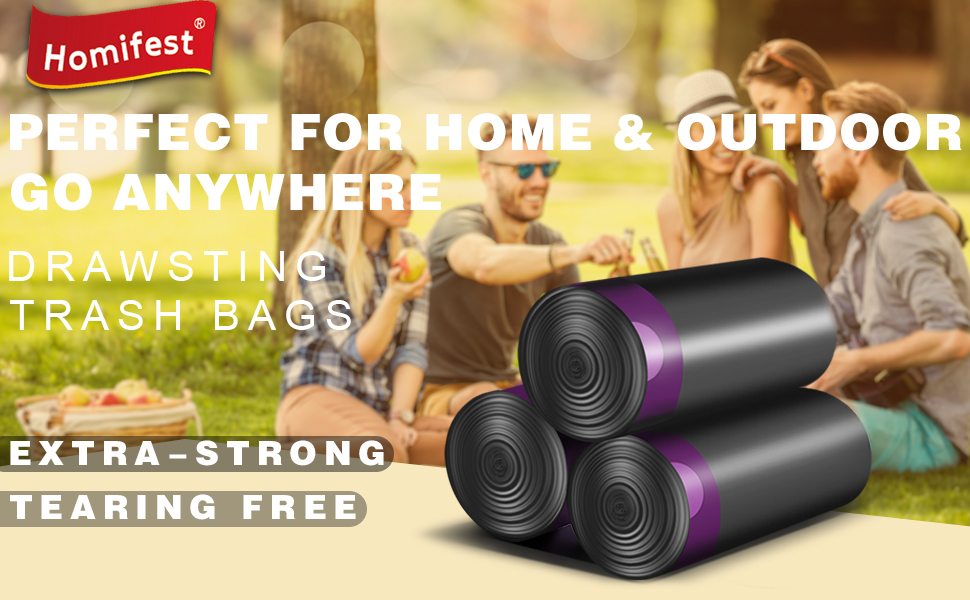 drawstring trash bags, perfect for home and outdoor