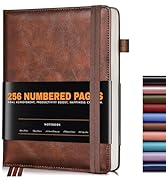 Lined Journal Notebook for Women Men, 256 Numbered Pages Hardcover Leather Journals for Writing, ...